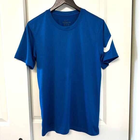 Nike Men's Athletic Cut Dri Fit Shirt Short Sleeves Tshirt Blue Tee Size S - Picture 2 of 9